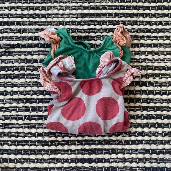 This Tribe Of Three Baby 2P Ruffled Green Polka Dot One Piece Bodysuits 24M - Picture 1 of 7